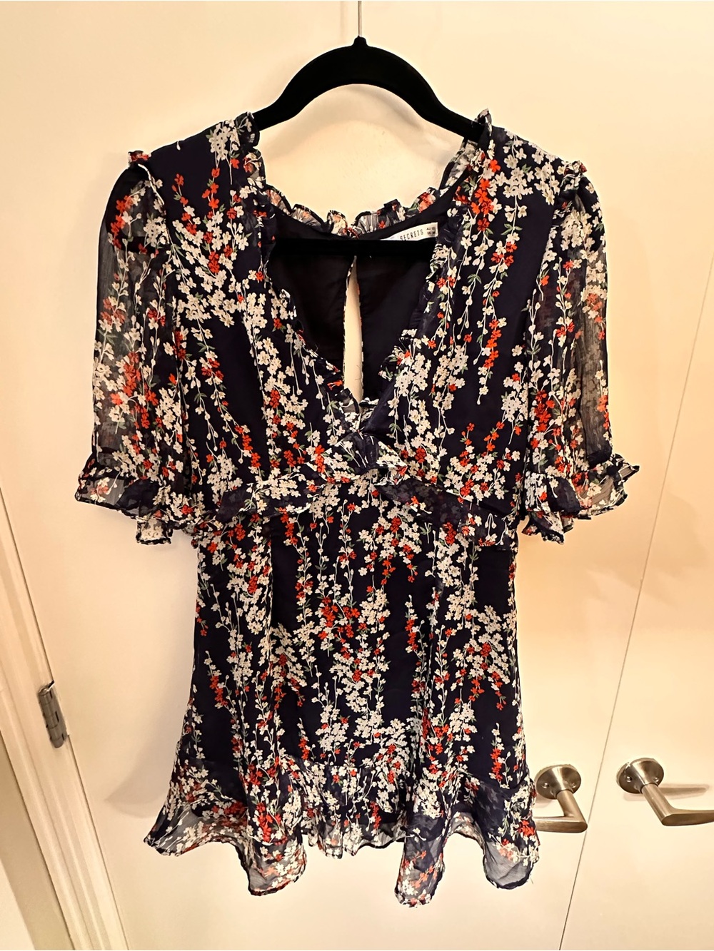 Floral Navy Ruffle Mini Dress